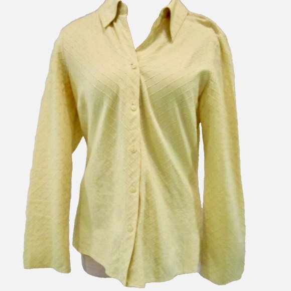 PM Vitage SIGRID OLSEN JACQUARD cotton JACKET blouse light green-yellow MINT - Picture 1 of 10